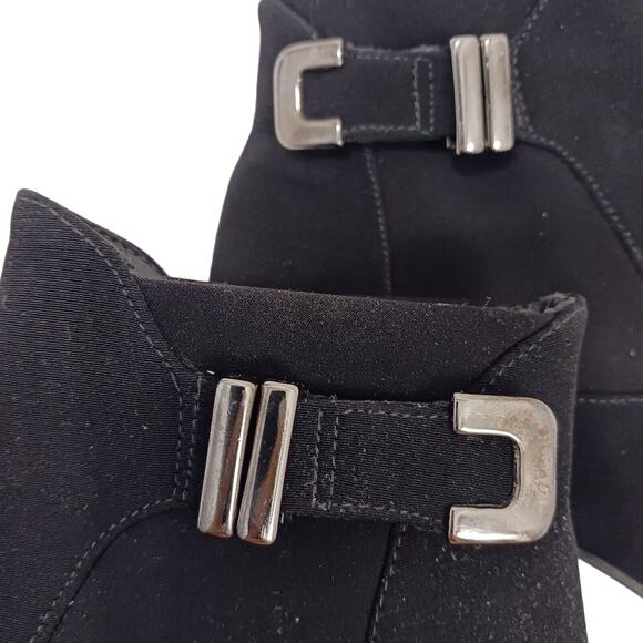 Stuart Weitzman Ankle Boots Neoprene Gore-Tex Sz 7 Black WATERPROOF Buckle Goth - Picture 12 of 16